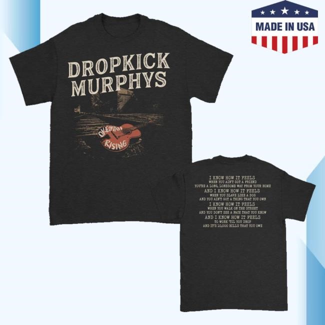 Official Dropkick Murphys Store Okemah Rising Cover Tee (Vintage Black) t-shirt, hoodie, tank top, sweater and long sleeve t-shirt