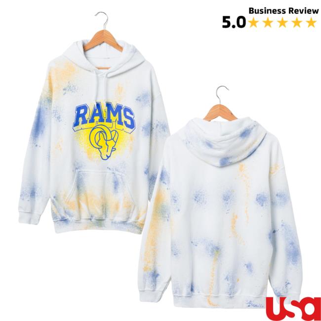 Official Junk Food Apparel Clothing Store Shop Tie-Dye Junkfoodclothing Los Angeles Rams Tie Dye Hooded Sweatshirt