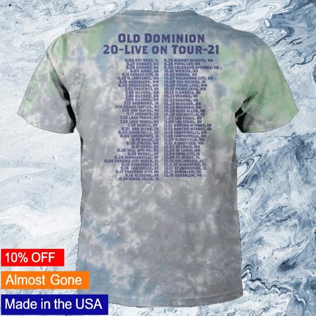 Official Old Dominion Merch 2021 Tie Dye Tour Tee Shirt