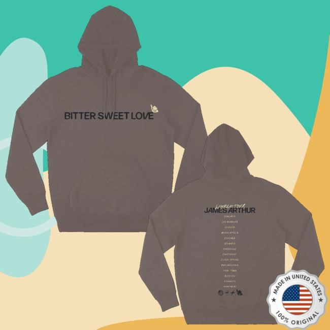 James Arthur Official Store Bitter Sweet Love Us Tour Zip Up Hooded Sweatshirt