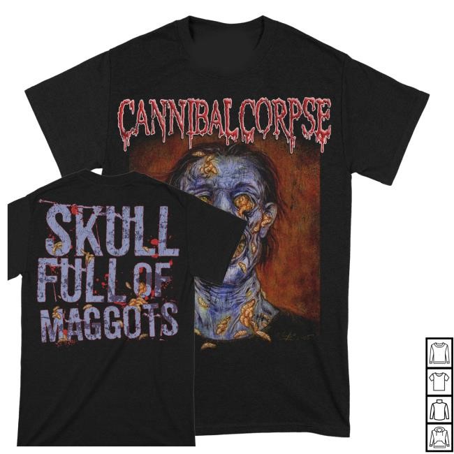 Official Cannibal Corpse Merch Shop Store Skull Full Of Maggots Tee Shirt