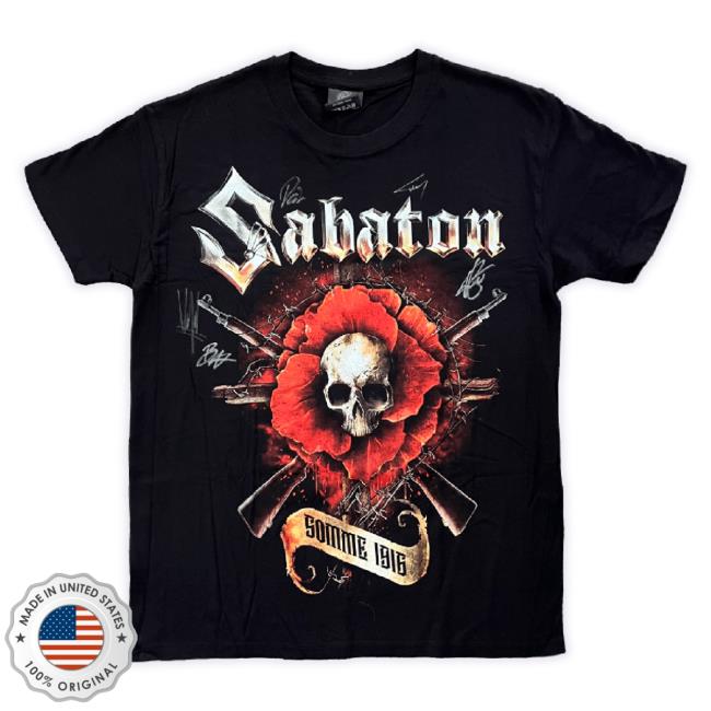 Official Sabaton Store Merch Signed Somme 1916 Tee Smoke Sabaton Apparel Clothing Shop