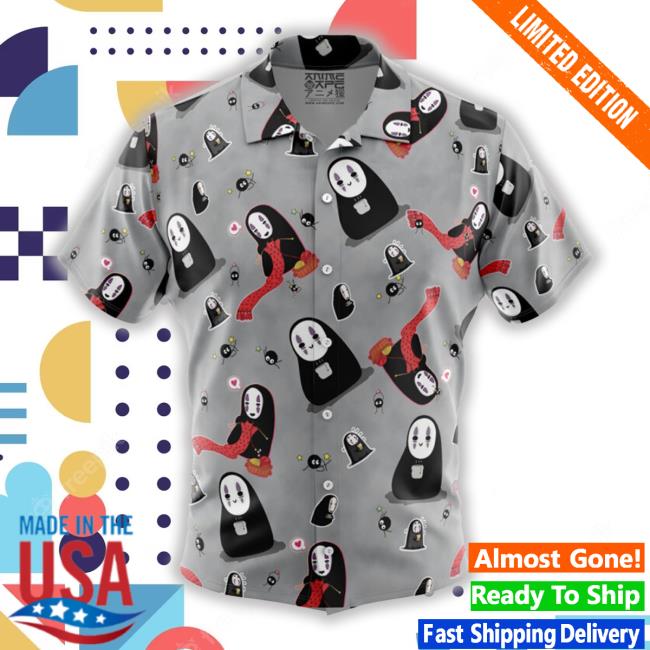 Animeape Merch No Name Spirited Away Studio Ghibli Pattern Button Up Hawaiian Hoodie