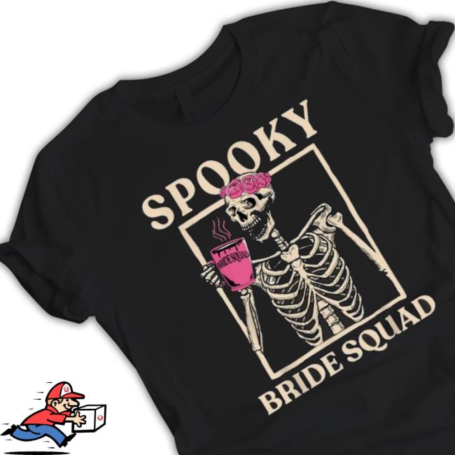 Official Spooky Bride Squad Skeleton Halloween Tee Shirt