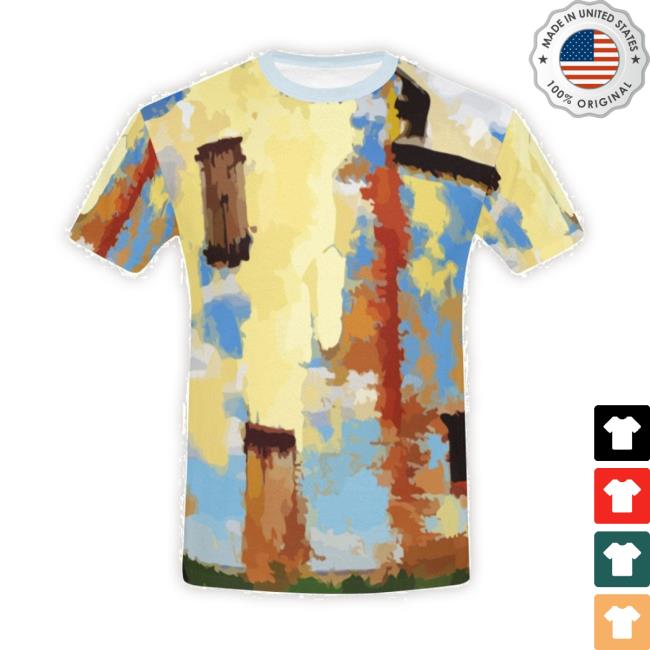 Men's Art Surreal Architecture Yellow Graffiti Short New Shirt