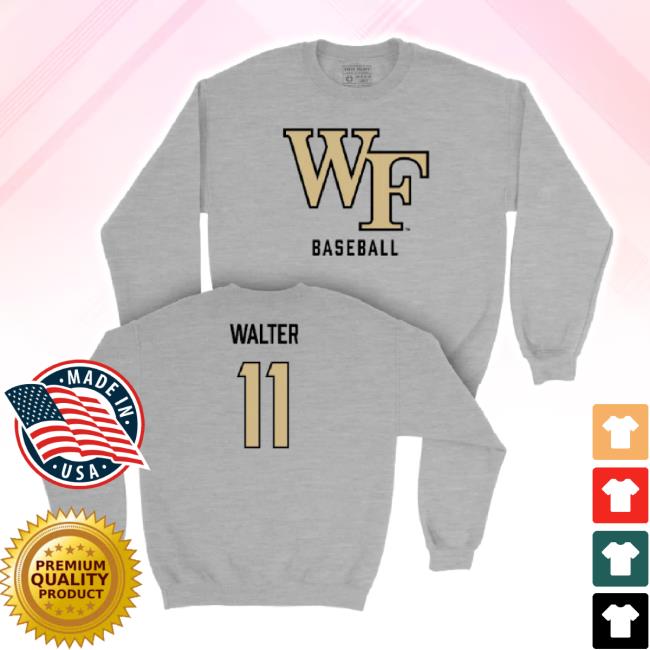 Original Wake Forest Baseball Sport Grey Classic Hoodie Sweatshirt - Chase Walter