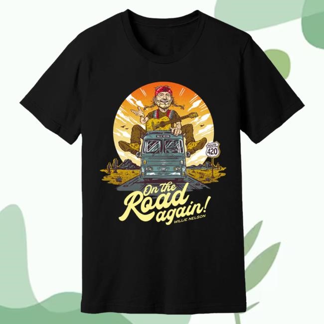 Official Willie Nelson Merch On The Road Again Long Sleeve Shirt