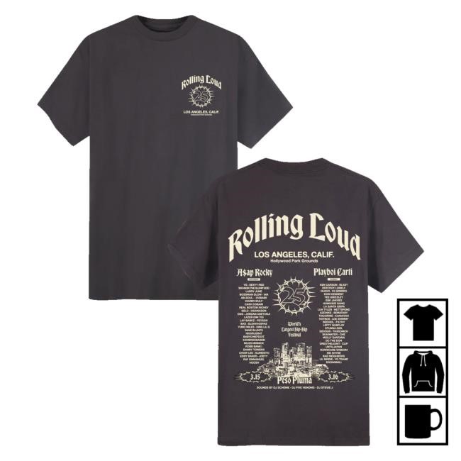 Rolling Loud Merch Cali 2025 Rl La 25 Black Lineup T-Shirt