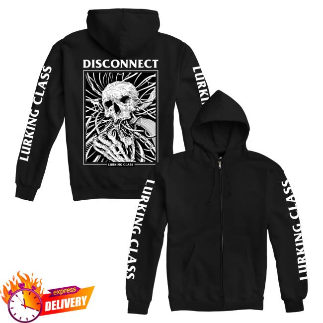 Official Lurking Class Clothing Disconnect Zip Up Crewneck Sweatshirt Black LurkingClass