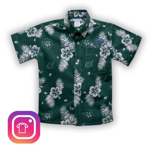Vivelafete Shop Tulane Green Wave Hunter Green Hawaiian Boys Short Sleeve Button Down Tee