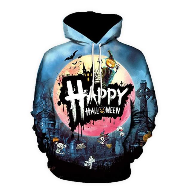 Best Men Halloween 3D Printed Hoodies Sweatshirt Coat, Male Plus Size Casual Pocket T-Shirt Blouse Tunic Tops Sport Coat Long Sleeve T Shirt