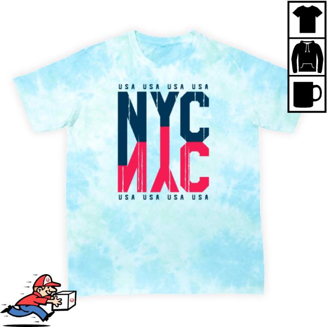Official Nyc Pattern Unisex Tie Dye Sweater Sky Blue + Jade Green