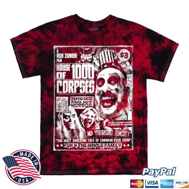 Official House Of 1000 Corpses Real Life Horror - Tie-Dye T-Shirt Cavity Colors Shop
