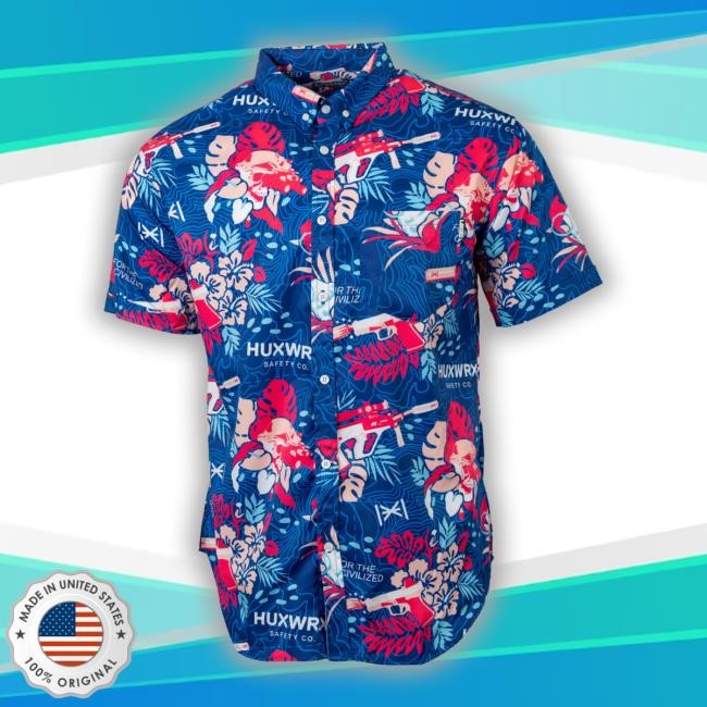 Huxwrx Merch Hux-Hawaiian Aloha Blue Pink Shirts