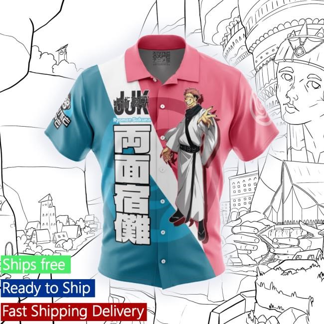 Official Trending Altstop Store Ryomen Sukuna Jujutsu Kaisen Button Up Hawaiian Sweatshirt