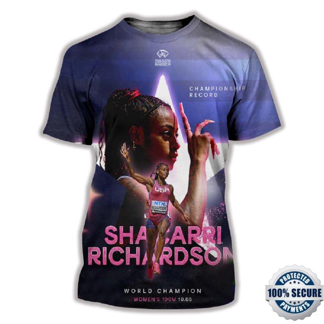Congrats Sha’Carri Richardson Storms To Golden 100M Glory In 10.65 World Champion All Over Print Classic Shirt