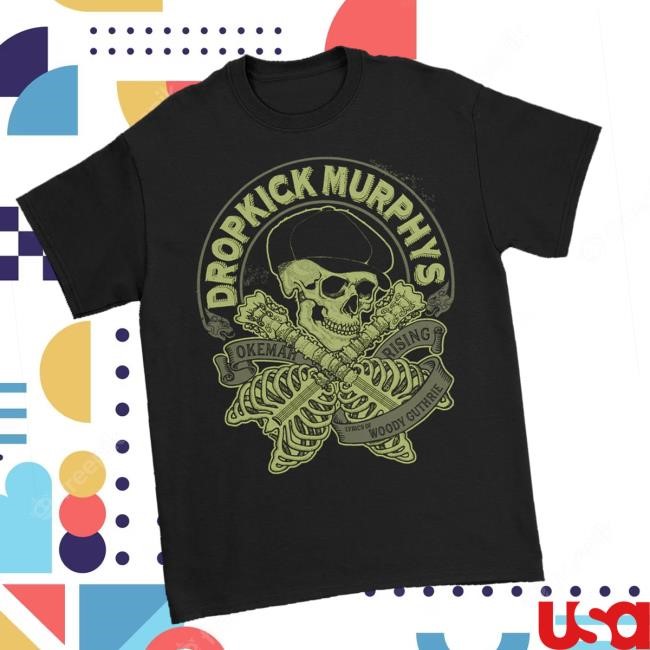 Dropkick Murphys Merch Store Skelly Bones Guitar Tee (Black) Shirt