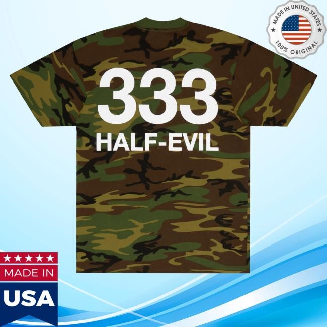 Half Evil Merch Woodland Camo Logo Tee Shirt