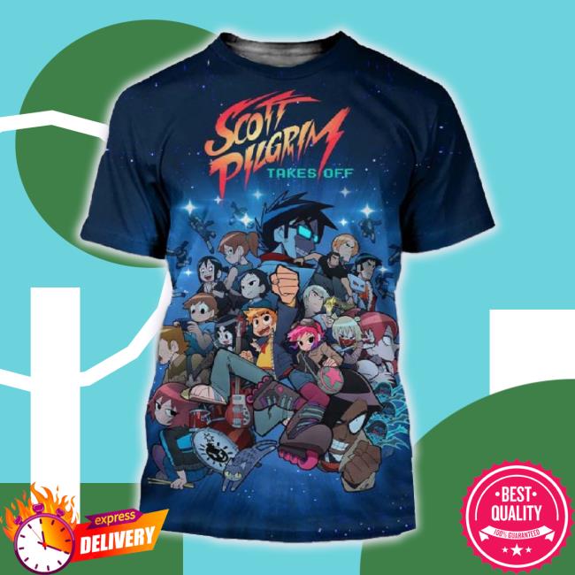 Official Anime Scott Pilgrim Takes Off Only On Netflix Poster All Over Print Hoodie Sweatshirt