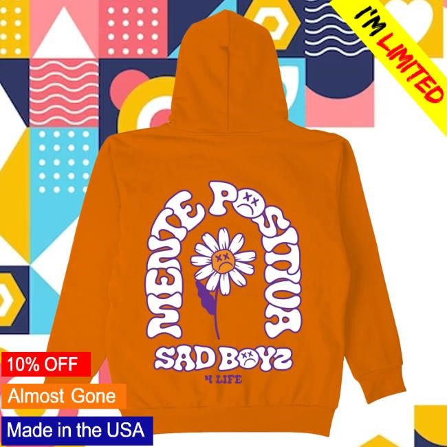 Sad Boyz Store Merch Mente Positiva 4L Hoodie - Orange Crewneck Sweatshirt