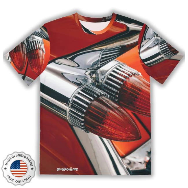 Red Retro Tail Fins Men's Polyester Long Sleeve T Shirt (Aop)