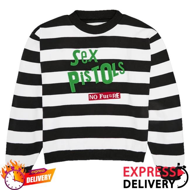 Sex Pistols Official Merch No Future Striped Knit Long Sleeve T Shirt