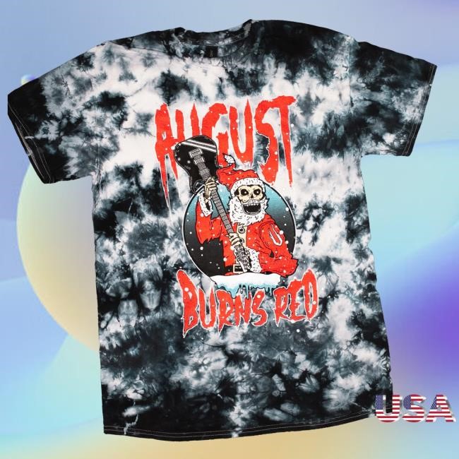 Official August Burns Red Tour Merch Shop Shredding Santa Tie Dye Crewneck Sweatshirt