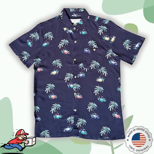 Molokaisurf Merch Navy Beach Car And Palms Hawaiian Shirts