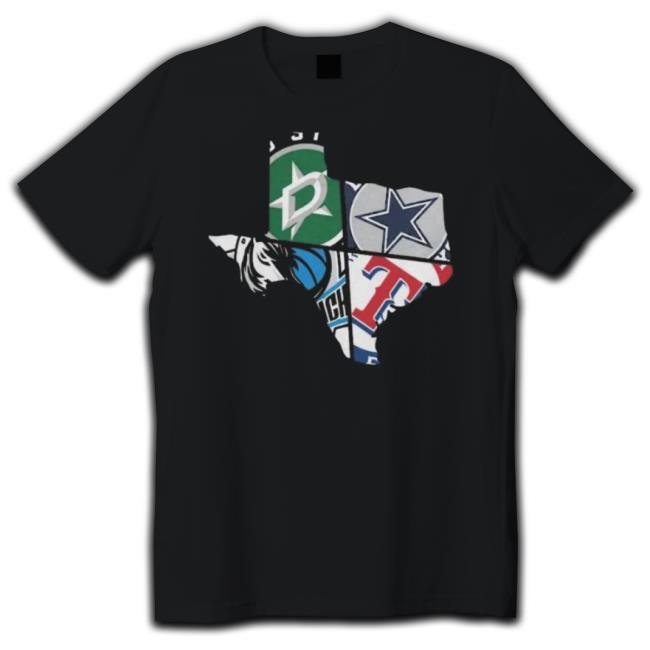Official Cowboys Rangers Mavericks Star Spit Texas Long Sleeve Tee