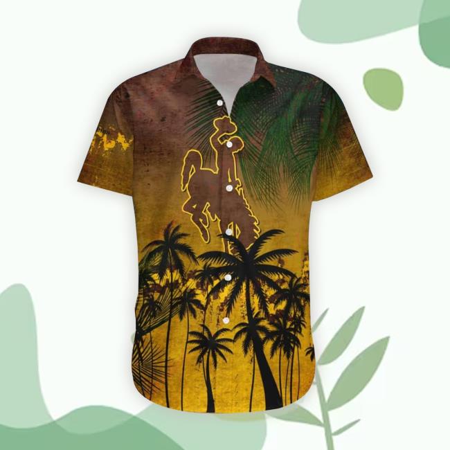 Coconut Tree Grunge Set Hawaiian Shirt Wyoming Cowboys Long Sleeve Shirt