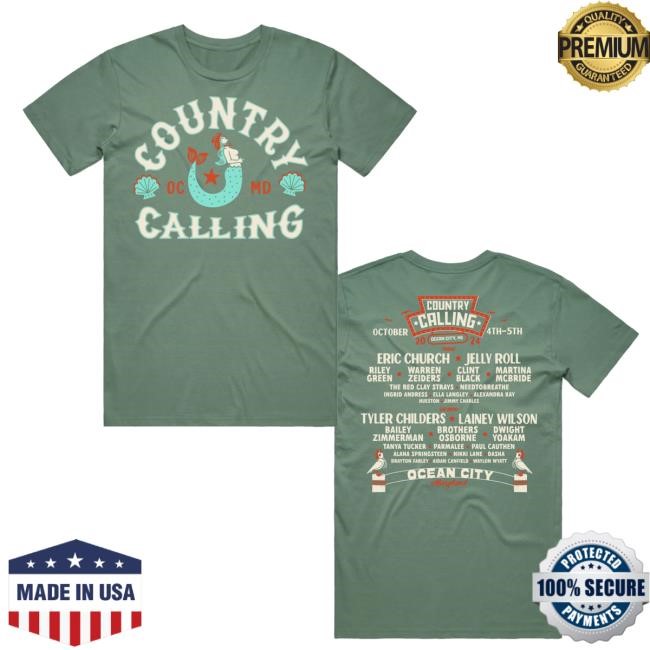 Oceans Calling Festival Merch Shop Country Calling Mermaid Lineup Shirts