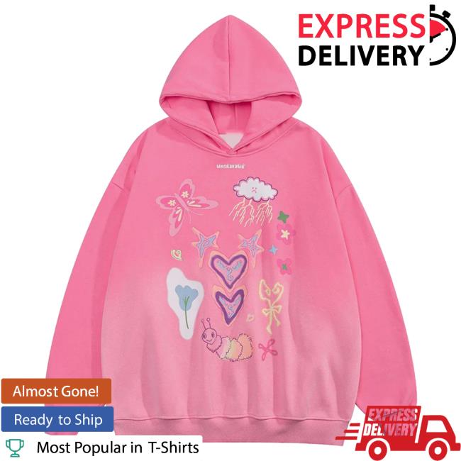 Official Aelfric Eden Clothing Merch Store Aelfric Eden Creative Cartoon Pattern Attractive Hoodie Pink AelfricEden