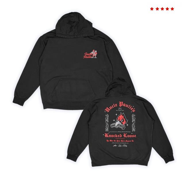 Official Trending Allinmerch Store Knocked Loose Uncle Paulies Collab Champion Pull Funny Shirt