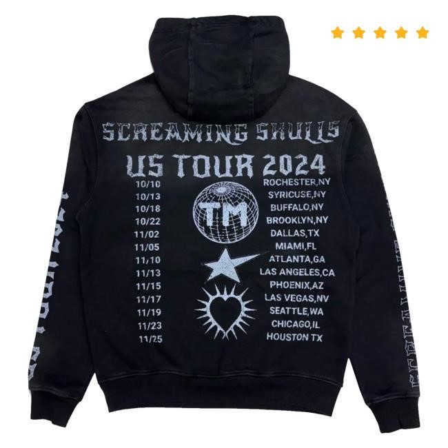 Vipclothingstores Merch Store Shattered Hearts Shattered Hearts Black Us Tour Skull Sweatshirt