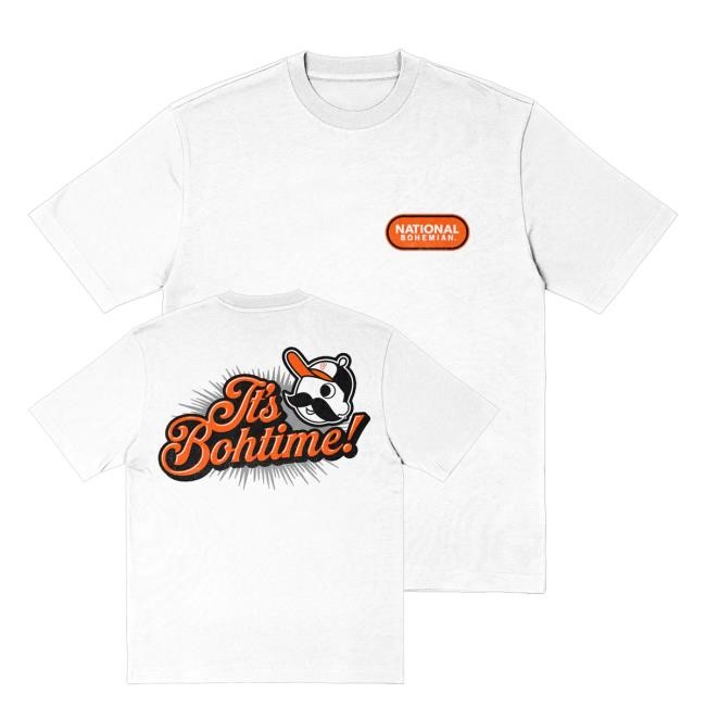 Official National Bohemian Merch Shop Bohtime White Tee