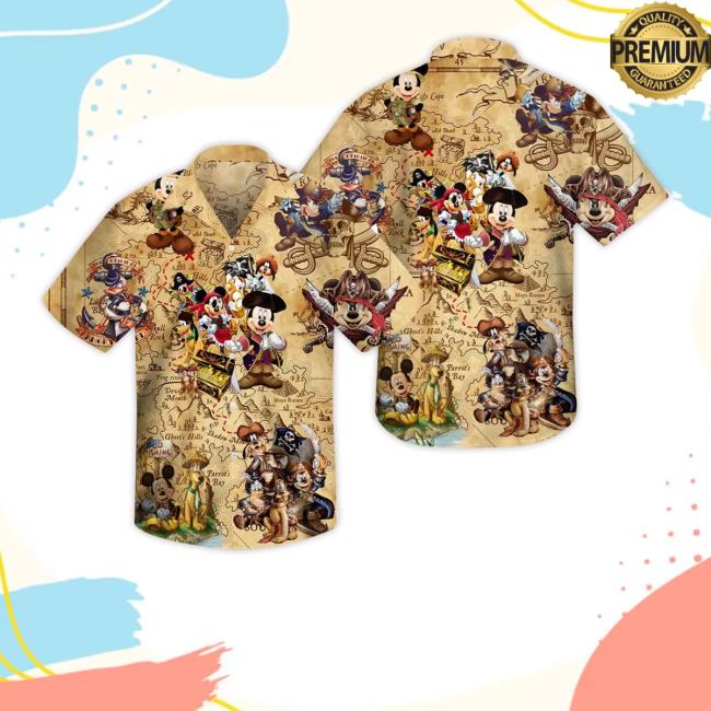 Official Disney Pirates Mickey Mouse Hawaiian Shirt, Summer Beach Trip Family Hawaiian Shirt, Aloha Hawaiian Beach Shirts