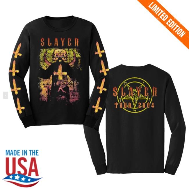 Official Slayer Merch Double Priest Long Sleeve Tour Crewneck Sweatshirt