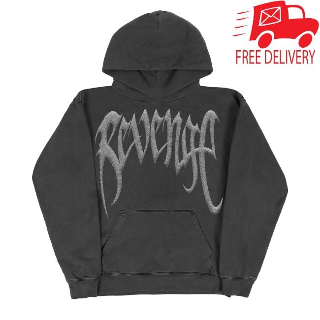 Revenge Glitter Arch Logo Treated Vintage Black Silver Tee Shirt Revenge Merch Store