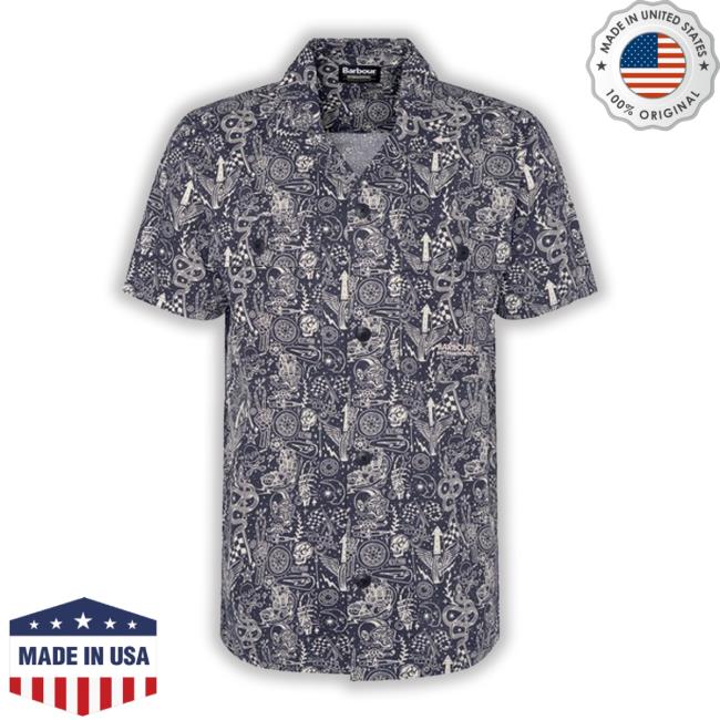Mens Blue Mitchel Printed Summer Hawaiian Hoodie