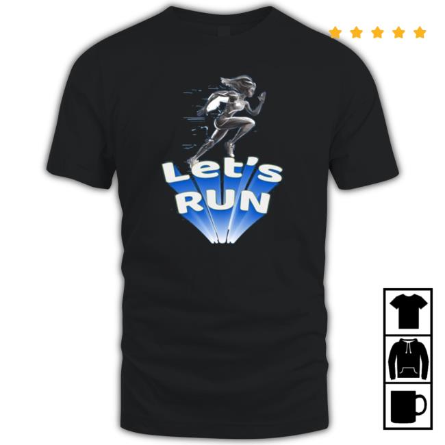 Let’S Run Girl White Gold And Blue T-Shirt