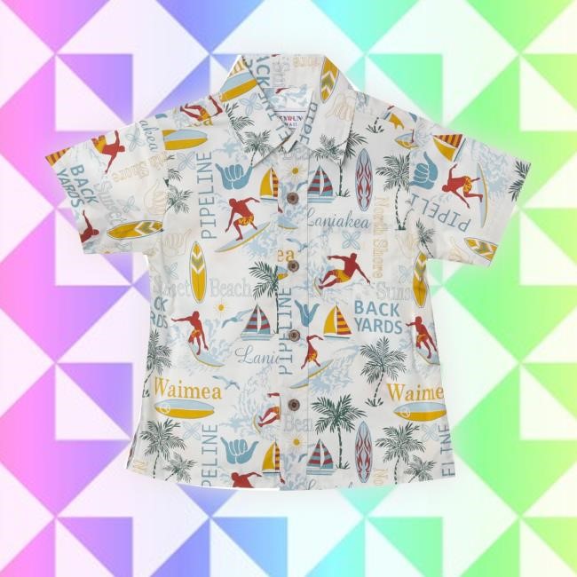 Official Shakatime Boys Shirt Button-Up Pipeline Surf Sweatshirt