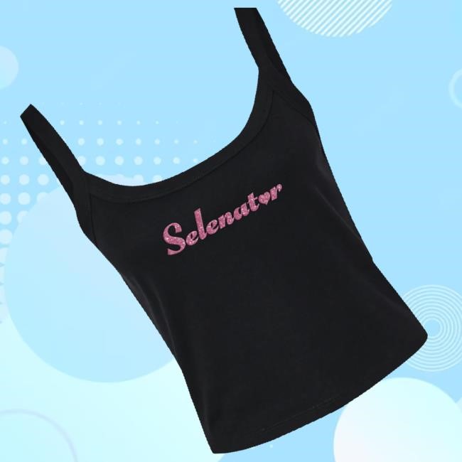 Official Selena Gomez Official Shop Selenator Script Pink Glitter Tank Top