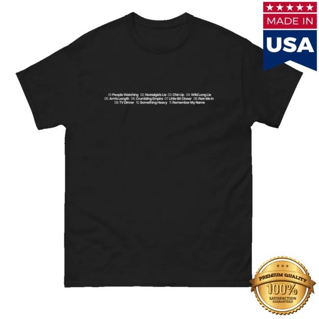 Official Sam Fender Tracklist Tee Official Sam Fender Tracklist T Shirt