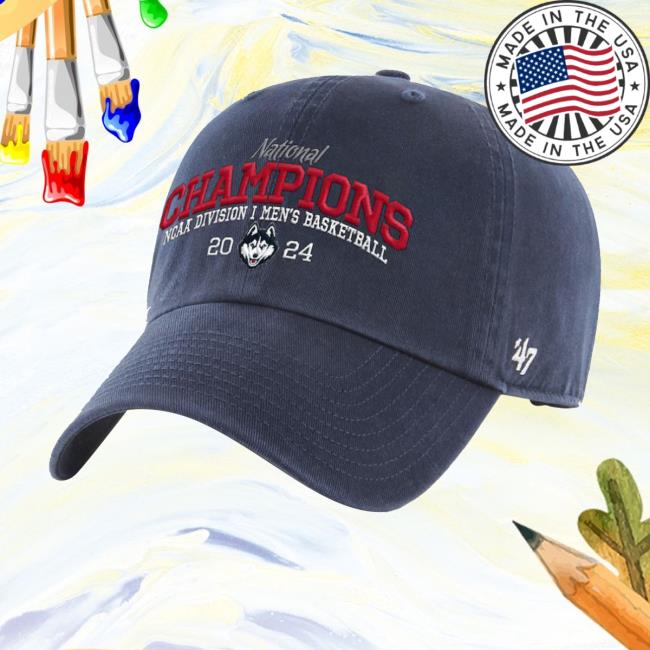 Uconn Huskies '47 2024 Ncaa Men's Basketball National Champions Clean Up Dad Hat
