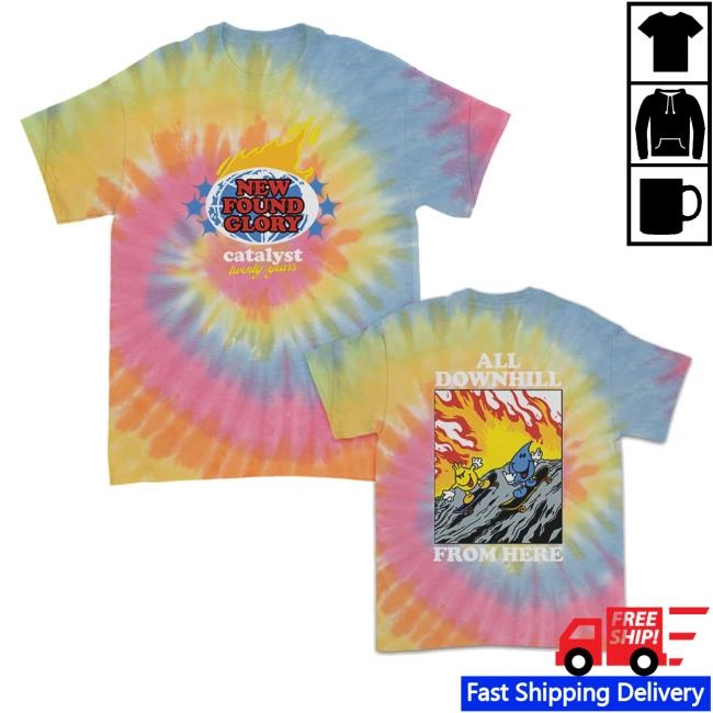 New Found Glory Official Store Merch It’S All Downhill From Here Flame Tee Shirt Eternity Dye It’S All Downhill From Here Flame Hoodie Sweatshirt Eternity Dye