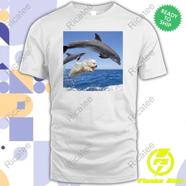 Dog Riding The Waves With The Dolphins T Shirt