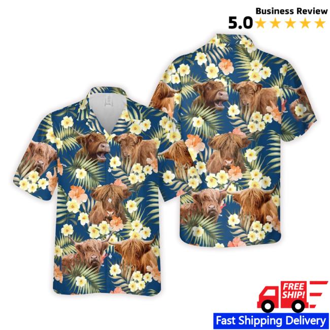 Highland Summer Blue Floral 3D Hawaiian Shirts For Men Women