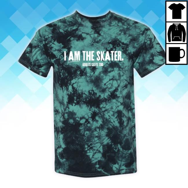 Official Adults Skate Too Shop I Am The Skater 2.0 Teal Tie Dye Sweater
