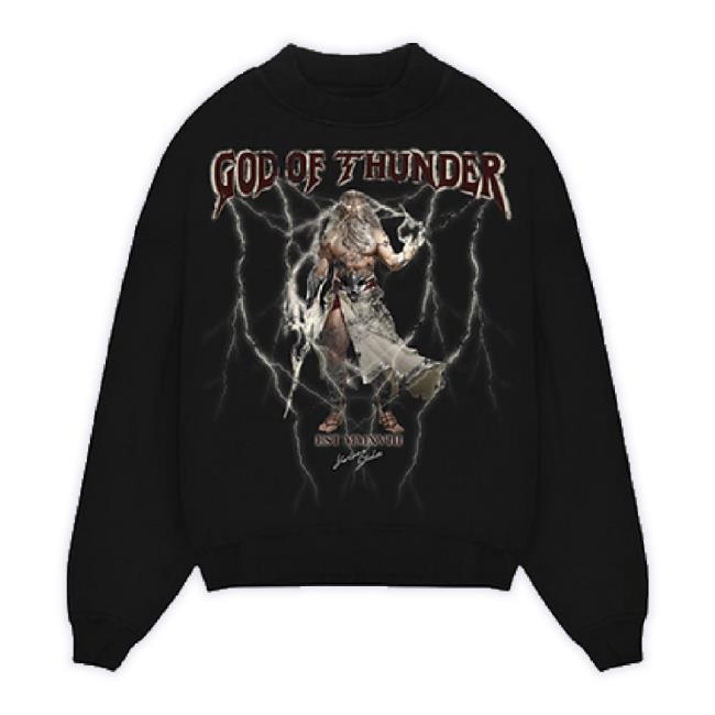 Official Yehonastudios Merch Store God Of Thunder - Black Crew Neck Classic Shirt Yehonastudios Shop