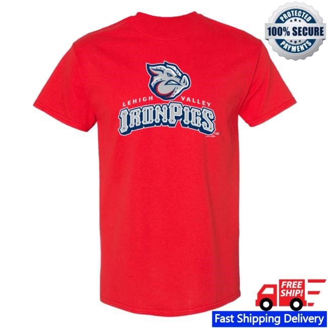 Original Milbstore Lehigh Valley Ironpigs Red Primary Logo Hooded Sweatshirt